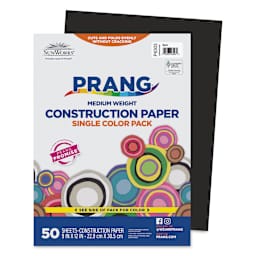 Prang Medium Weight Construction Paper - Black, 9" x 12", Pkg of 50 Sheets