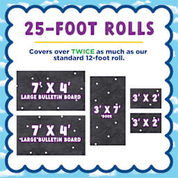 25-foot rolls. Covers over twice as much as our standard 12-foot roll.