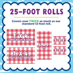 25-foot rolls. Covers over twice as much as our standard 12-foot roll.