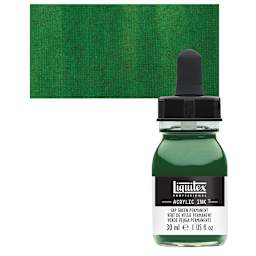 Liquitex Professional Acrylic Ink - Sap Green Permanent bottle and swatch