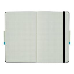 Moleskine Classic Hardcover Notebook - Black, Dotted, 8-1/4" x 5" (open to show paper)