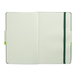Moleskine Classic Hardcover Notebook - Myrtle Green, Blank, 8-1/4" x 5" (open)