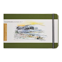 Hand Book Artist Journal - 5-1/2" x 8 1/4", Cadmium Green, Landscape, 128 Pages