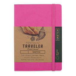 Pentalic Recycled Traveler's Sketchbook - 5-7/8" x 4-1/8", Pink