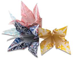 Yasutomo Yuzen Origami Papers - 4 Paper Lilies from folded Origami paper