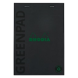 Rhodia Greenpad Notepad - Lined, Black, 6" x 8-1/4", front cover