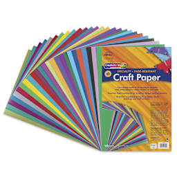 Fadeless Designer Paper - 12" x 18", 25 Colors, Pkg of 100, paper fanned out with label