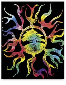 Scratch-Art Scratch-Lite "Stained Glass" Sheets - Artwork of Tree and flames