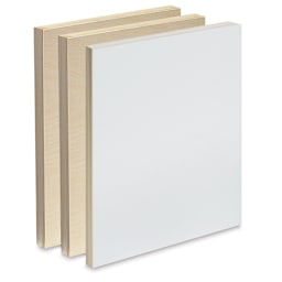 American Easel Wood Painting Panel - 8" x 10", Pkg of 3 Panels, Two Unprimed and One Primed