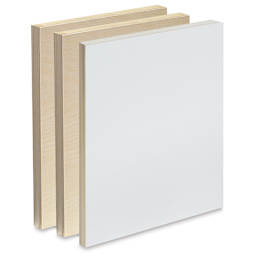 American Easel Wood Painting Panel - 9" x 12", Pkg of 3 Panels, Two Unprimed and One Primed