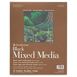 Strathmore 400 Series Black Mixed Media Pads - Front view of 9" x 12" pad shown