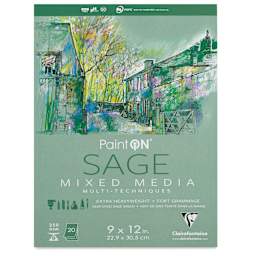 Clairefontaine PaintOn Mixed Media Pad - Top view of cover of Sage color Pad