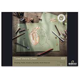 Rembrandt Toned Mixed Media Pads - Front cover of Verona Green pad