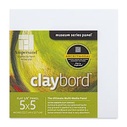 Ampersand Claybord - 5" x 5", 1/8" Flat, Pkg of 4 (front of package)