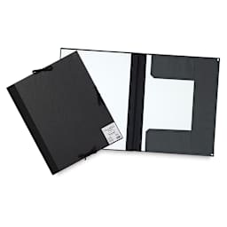 Cachet Classic Portfolios - 1 closed and 1 open portfolio showing protective flaps for artwork