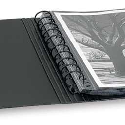Itoya Art Profolio Multi-Ring Refillable Binder - Shown open featuring large rings and pocket sheets
