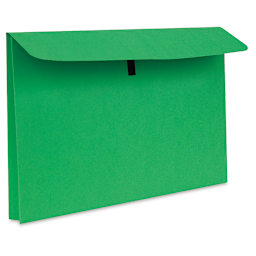 Star Products Student Art Folio - Green Folio shown at slight angle with flap raised to show closure