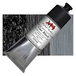 Michael Harding Artists Oil Paint - Vine Black, 225 ml tube and swatch