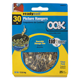 OOK ReadyNail Picture Hook Pack - 30 lb Capacity, Tidy Tin, Pkg of 30 front of package