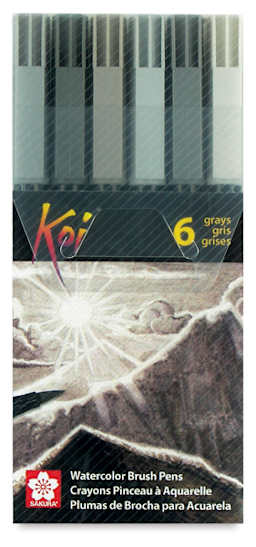 Sakura Koi Coloring Brush Pens - Set of 6, Grays