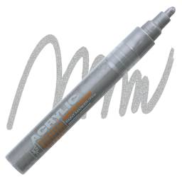 Montana Acrylic Marker - 2 mm Tip, Outline Silver (Metallic) marker and swatch