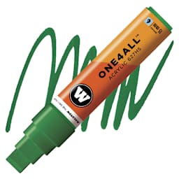 Molotow One4All Acrylic Marker - 15 mm Tip , Mister Green, Square Tip marker and swatch