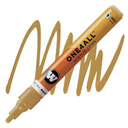 Molotow One4All Acrylic Marker - 4 mm Tip, Ochre Brown Light, Bullet Tip marker and swatch