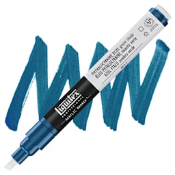 Liquitex Paint Marker - Phthalocyanine Blue (Green Sade), 2mm Tip marker and swatch