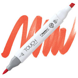 Shinhan Touch Twin Brush Marker - French Vermilion marker and swatch