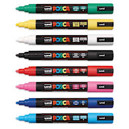 Posca Paint Markers - Assorted Colors, Set of 8, Medium Tip, 2.5 mm
