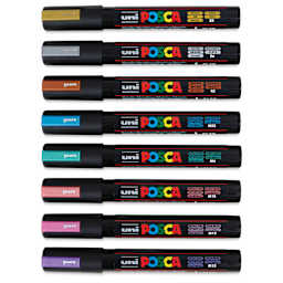 Posca Paint Markers - Metallic, Set of 8, Medium Tip - with caps on