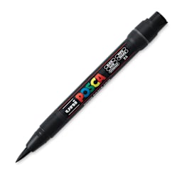 Uni Posca Paint Marker - Brush Tip, 0.1 mm - 10 mm, Black - uncapped