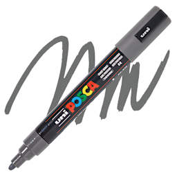 Posca Paint Marker - Deep Gray, Bullet Tip, 2.5 mm - swatch and marker
