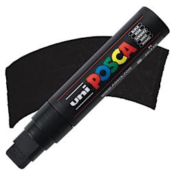 Posca Paint Marker - Black, Extra Broad Chisel, 15 mm - marker and swatch