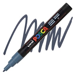 Uni Posca Paint Marker - Slate Grey, Fine, Bullet Tip, 0.9mm-1.3mm marker and swatch