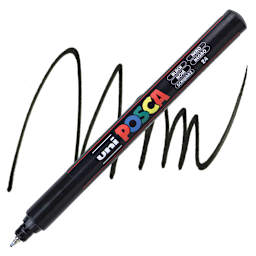 Posca Paint Marker - Black, X-Fine Tip, 0.7 mm marker and swatch