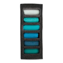 Sennelier Soft Pastels - Set of 6, Emerald Sea, Half-Sticks (set contents)