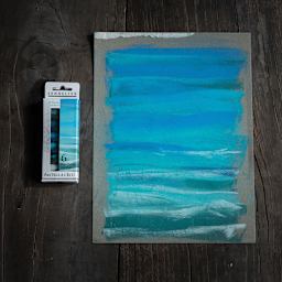 Sennelier Soft Pastels - Set of 6, Emerald Sea, Half-Sticks (landscape drawing using only the included colors)