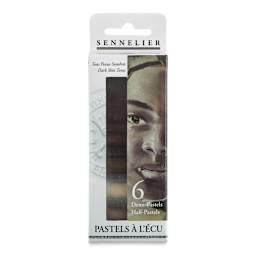 Sennelier Soft Pastels - Set of 6, Dark Skin Tones, Half-Sticks (front of package)