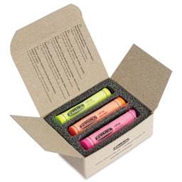 Schmincke Soft Pastels - Set of 3, Neon Colors, Full Stick, open, angled view