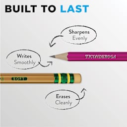 Built to last. Sharpens evenly. Writes smoothly. Erases Cleanly.