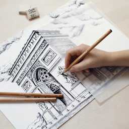 Conté à Paris Sketching Pencil - Carbon, HB, used in artwork