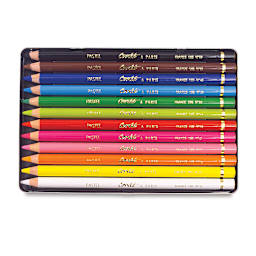 Conté à Paris Pastel Pencil Set - Set of 12, Assorted Colors, Tin contents