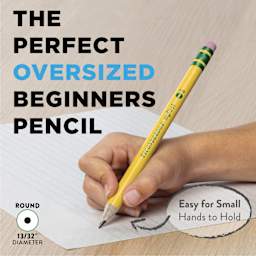Dixon Ticonderoga Beginner's Pencil - Box of 12, pencil in hand showing the actual size
