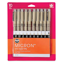 Sakura Pigma Micron Pens - Set of 10, Black, Fine and Bold Sizes, packaging