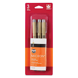 Sakura Pigma Micron Pens - Set of 3, Black, 03, packaging