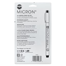 Sakura Pigma Micron Pens - Set of 6, Black, 02, back of packaging