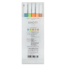 Uni Emott Fineliners - Set of 5, Nature Colors (back of package)
