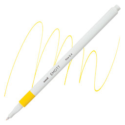 Uni Emott Fineliner - Yellow pen and swatch