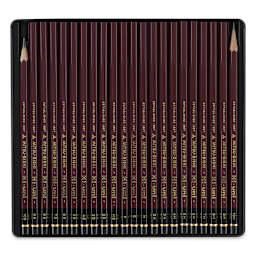 Uni Hi-uni Graphite Pencil Set - Components of set in storage tin